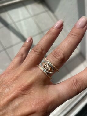 Evil Eye Gold Tone Ring – Turquoise Statement Ring – Protection Jewelry